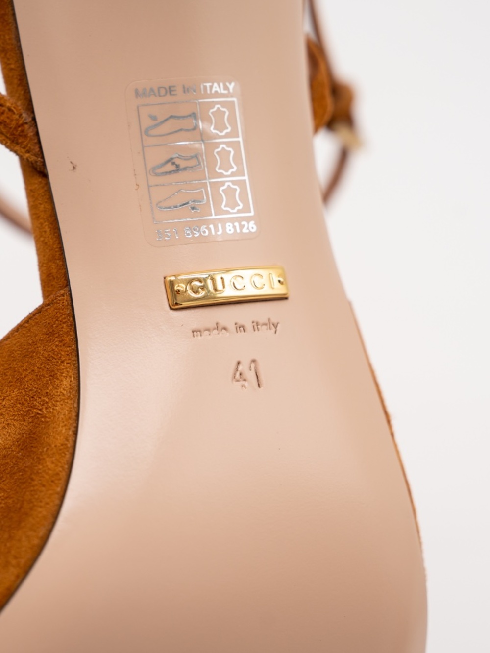 Gucci Women's Sandals Heels Blondie GG Suede Slingback Ankle Strap 41 EU 11 US - Picture 10 of 12